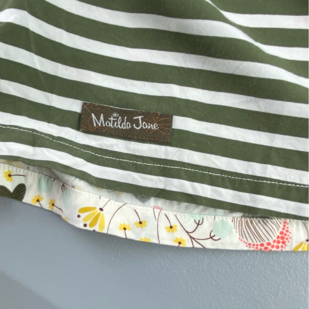 Matilda Jane Gentle Breeze Top Size L Floral Stripe Ruffle Short Sleeves Rayon - Picture 5 of 13